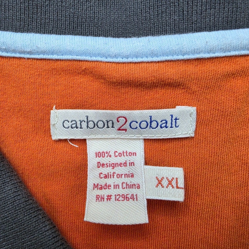 Carbon2cobalt Polo Shirt Mens XXL Charcoal Grey Orange Double Layer Cotton - Picture 4 of 10